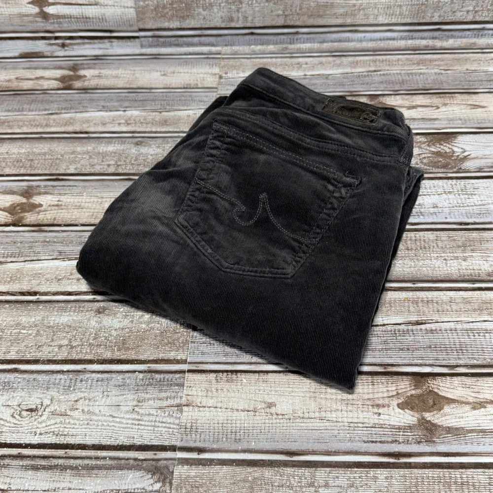 AG Adriano Goldschmied The Stevie Slim Straight Pants Womens 28R Gray Corduroy